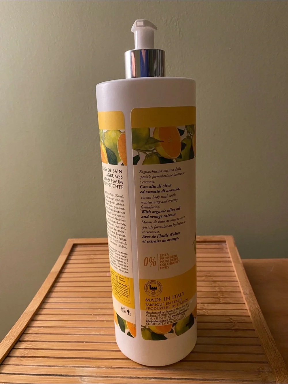 Jumbo 33.8 oz La FlorentinaBoboli Citrus Revitalizing Body Wash - Made in Italy